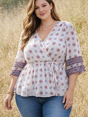 ✨2/$20 Maurices Sheer Layered Floral Kimono Top 0X 14 14W HW8649 Boho Fairy Wrap